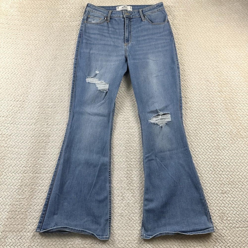 Hollister Vintage Flare Curvy High-Rise Women's 31/32 Jeans Distressed BOHO 90's